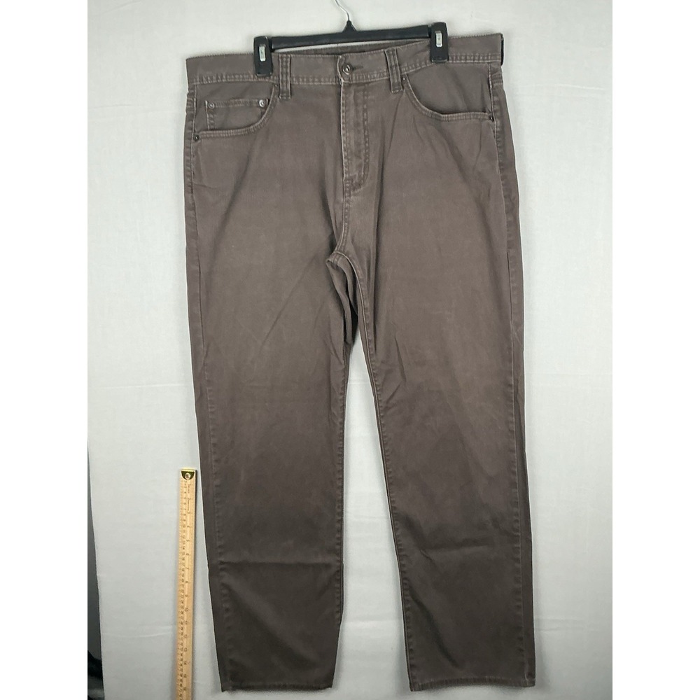 Kirkland Signature Pants Mens 38x32 Brown Bedford‎ Cord Straight Stretch Casual